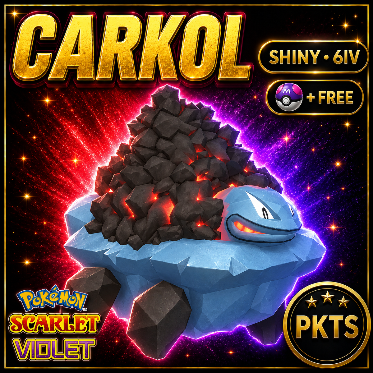 Shiny Carkol 6IV Pokémon Scarlet Violet Link Trade | PKTS