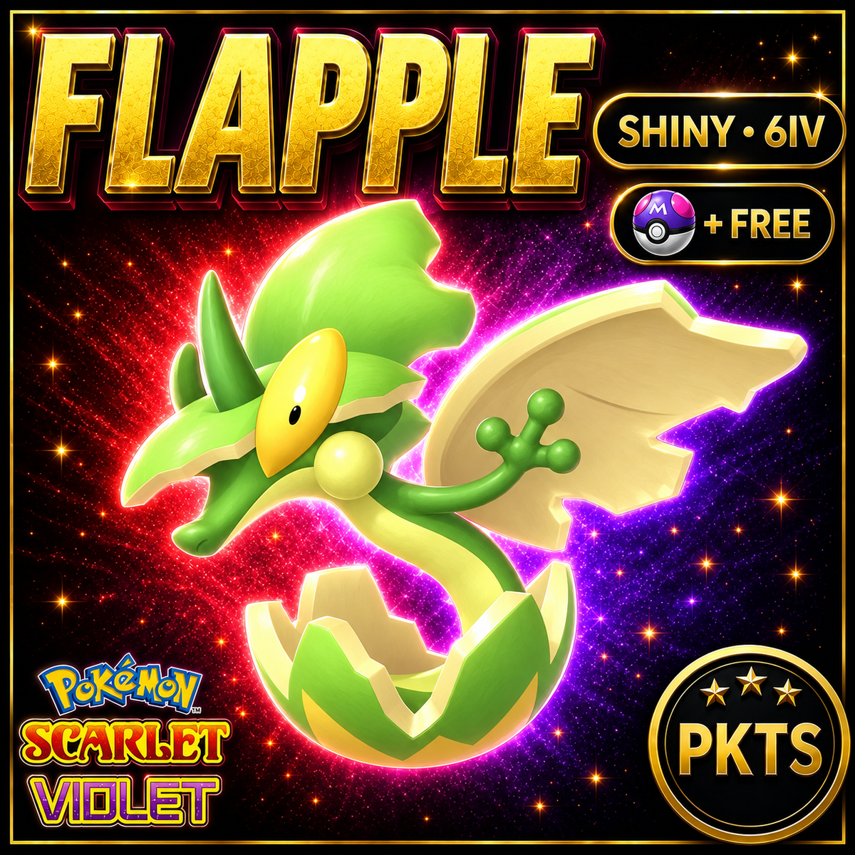 Shiny Flapple 6IV Pokémon Scarlet Violet Link Trade | PKTS