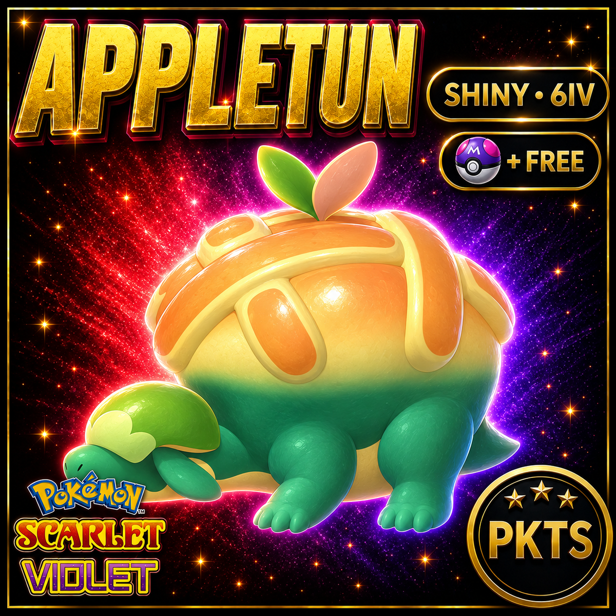 Shiny Appletun 6IV Pokémon Scarlet Violet Link Trade | PKTS
