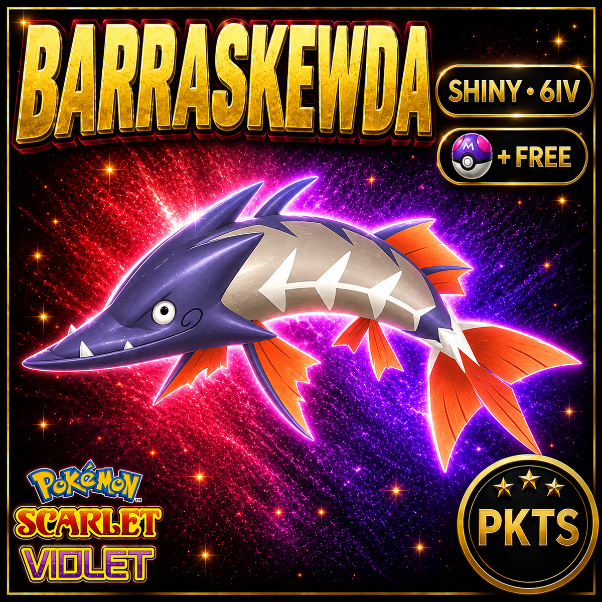 Shiny Barraskewda 6IV Pokémon Scarlet Violet Link Trade | PKTS