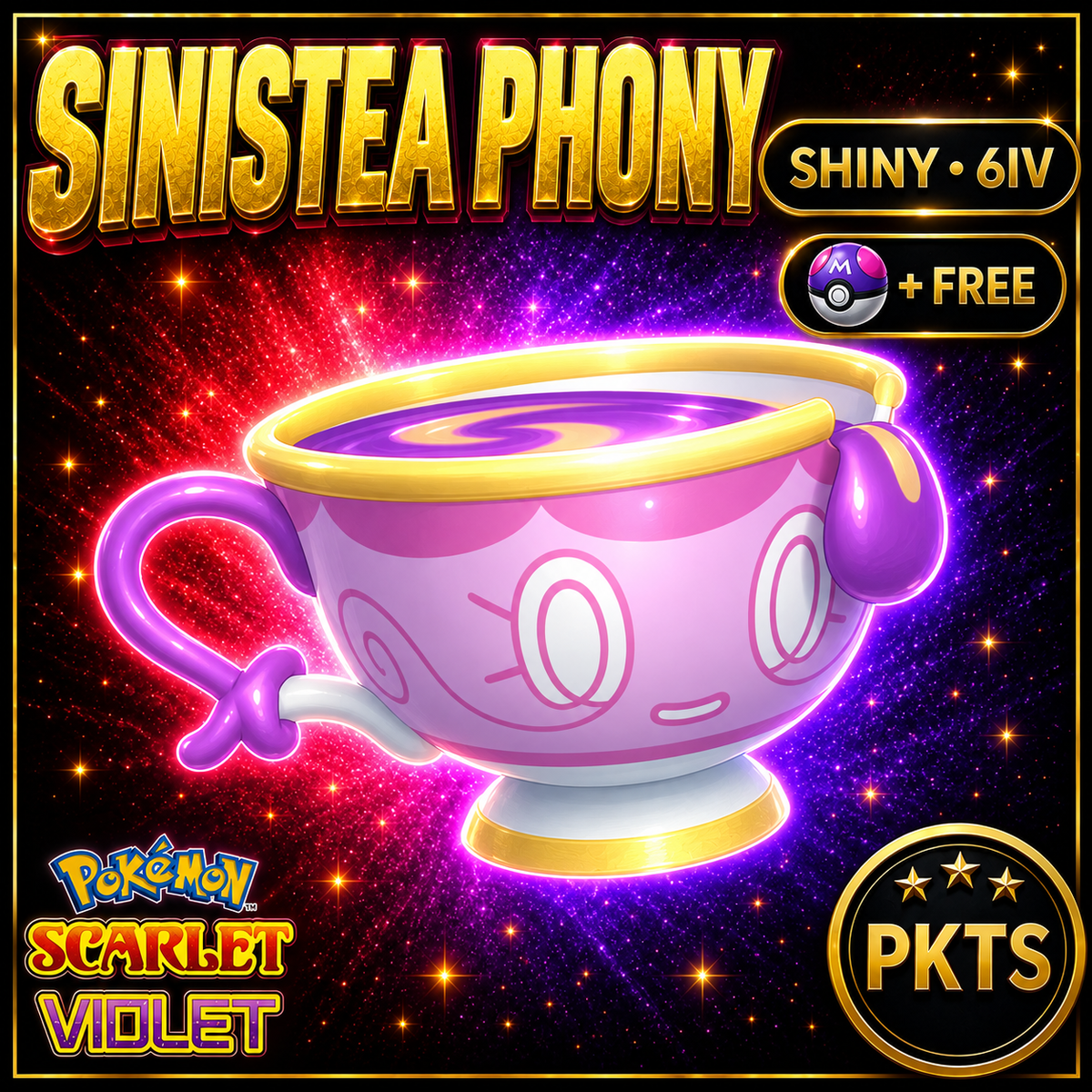 Shiny Sinistea Phony 6IV Pokémon Scarlet Violet Link Trade | PKTS