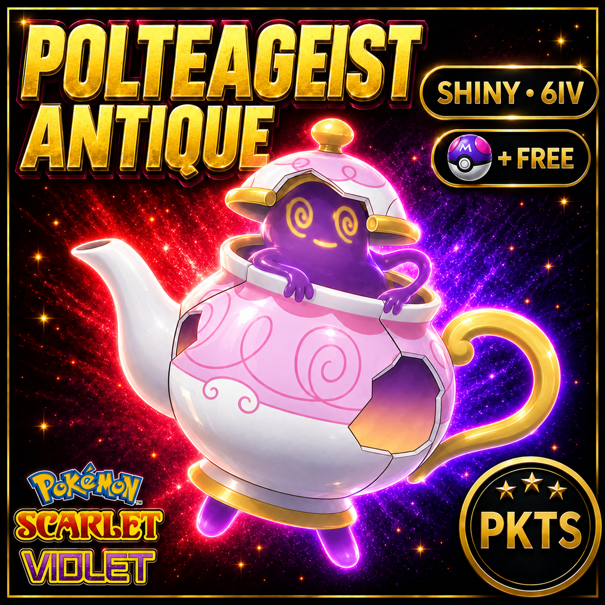 Shiny Polteageist Antique 6IV Pokémon Scarlet Violet Link Trade | PKTS
