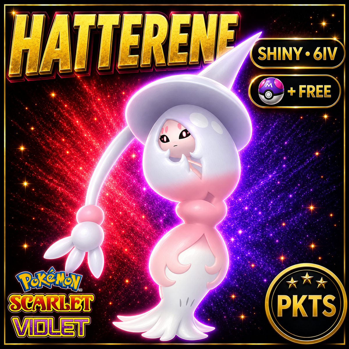 Shiny Hatterene 6IV Pokémon Scarlet Violet Link Trade | PKTS