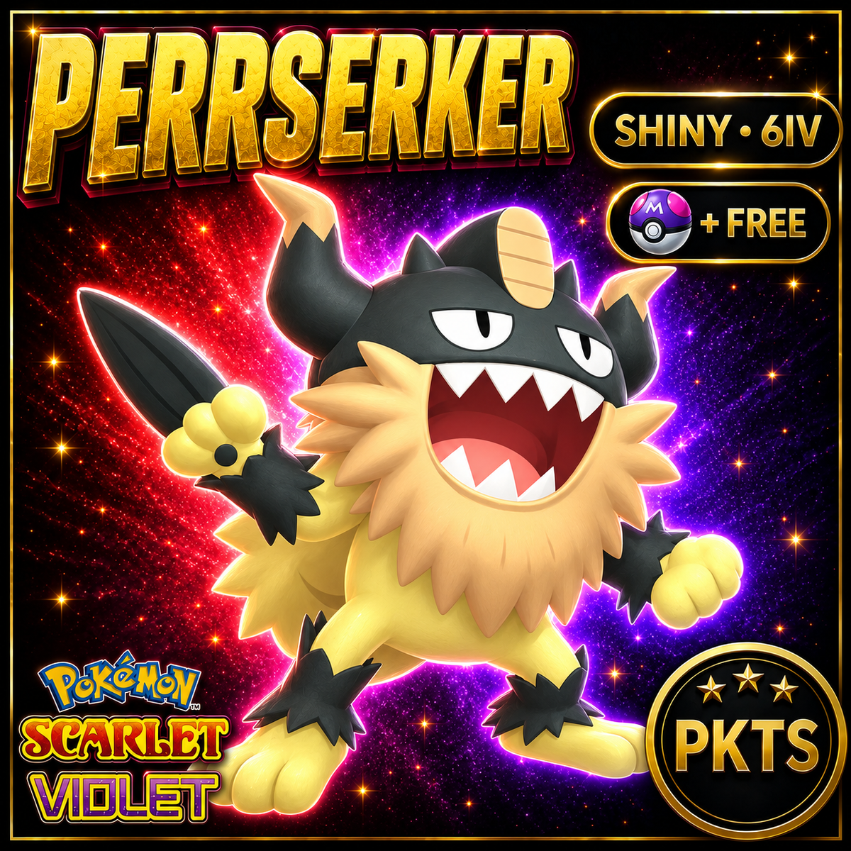 Shiny Perrserker 6IV Pokémon Scarlet Violet Link Trade | PKTS