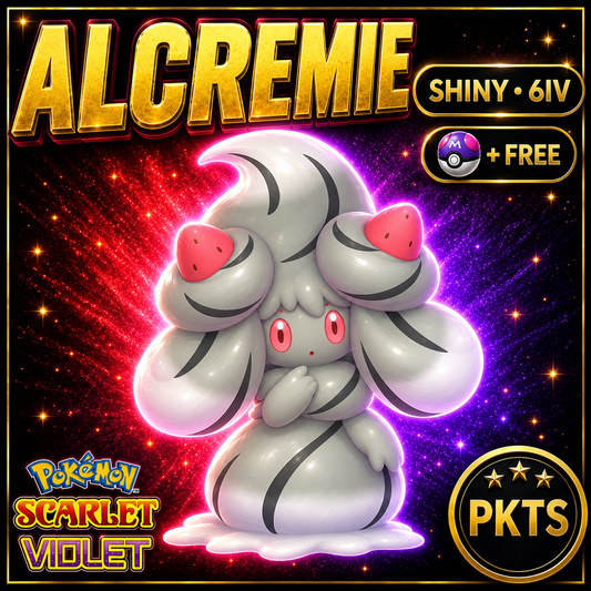 Shiny Alcremie Vanilla Cream Strawberry Sweet 6IV Pokémon Scarlet Violet Link Trade | PKTS