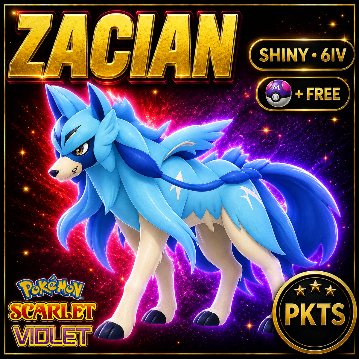 Shiny Zacian 6IV Pokémon Scarlet Violet Link Trade | PKTS