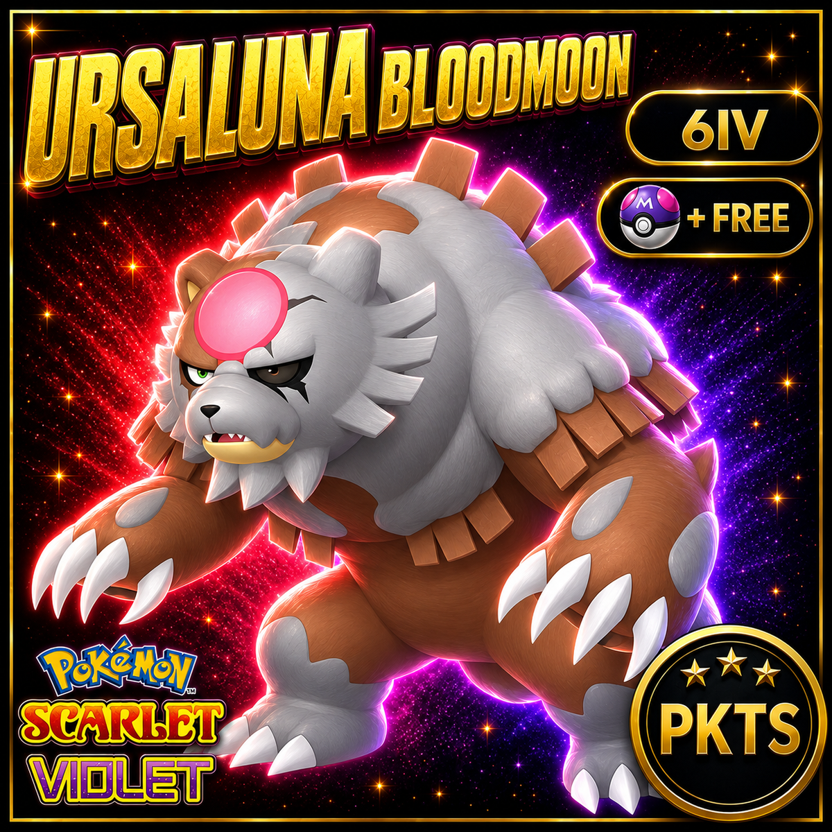 Non-Shiny Ursaluna Bloodmoon Pokémon Scarlet Violet 6IV | PKTS