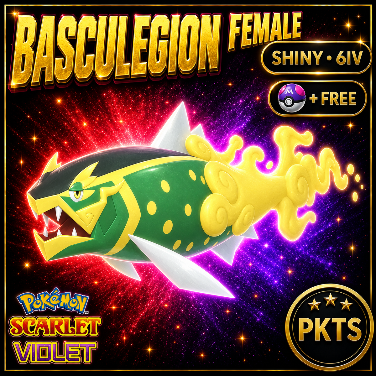 Shiny Basculegion Female 6IV Pokémon Scarlet Violet Link Trade | PKTS