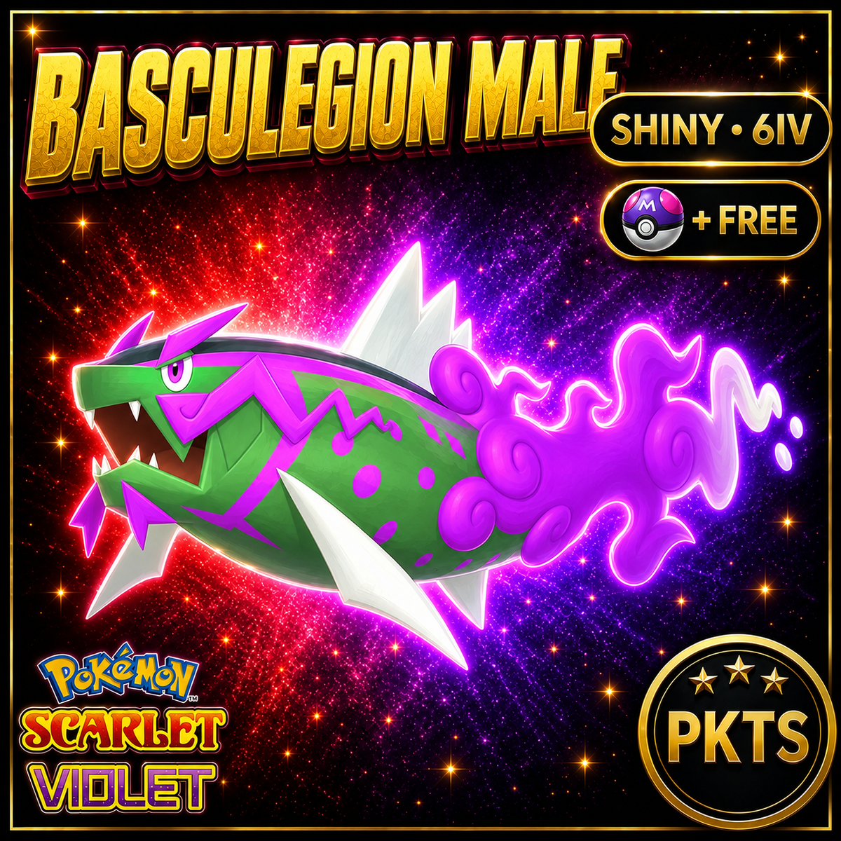 Shiny Basculegion Male 6IV Pokémon Scarlet Violet Link Trade | PKTS