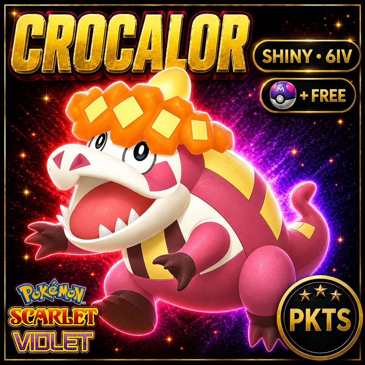 Shiny Crocalor 6IV Pokémon Scarlet Violet Link Trade | PKTS