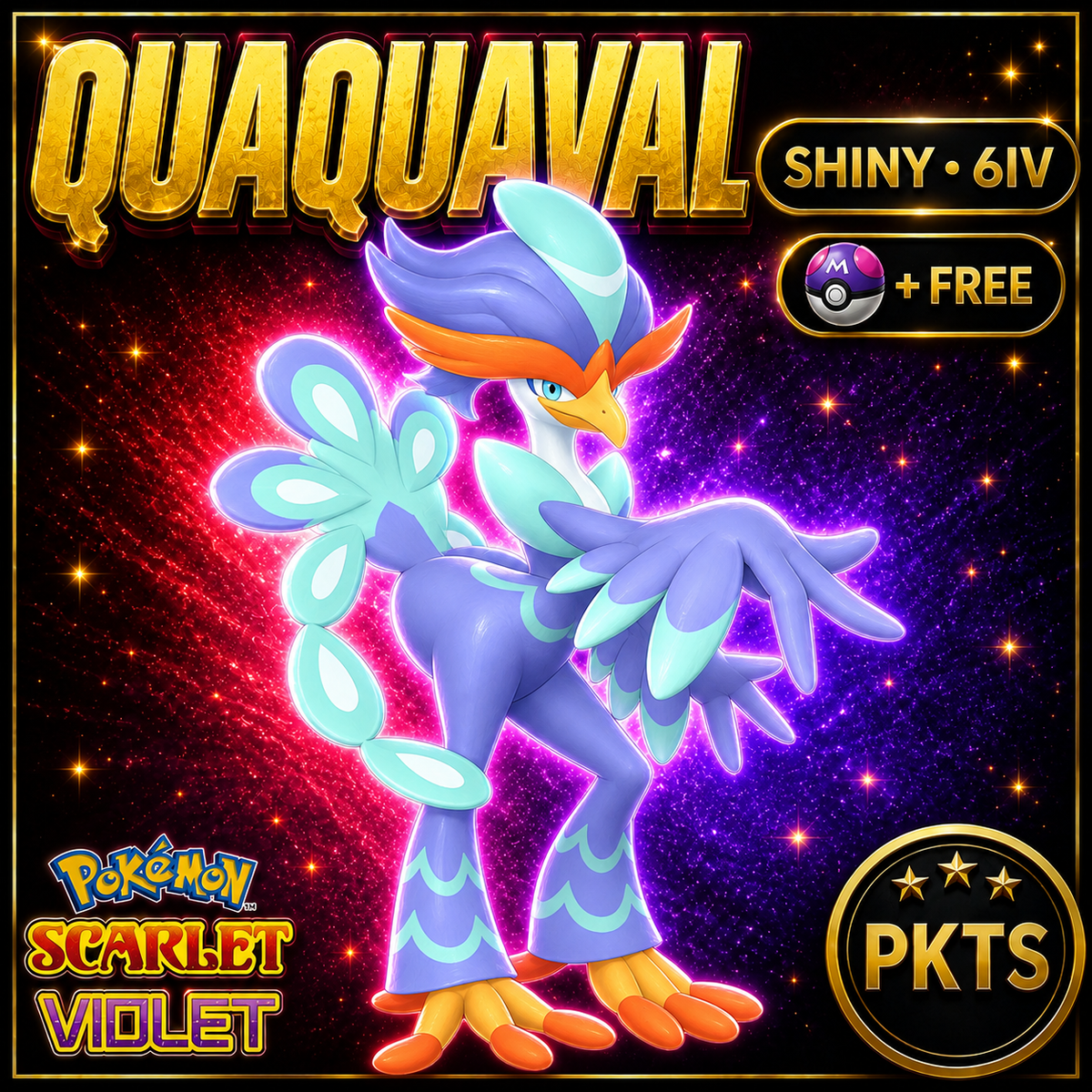 Shiny Quaquaval 6IV Pokémon Scarlet Violet Link Trade | PKTS