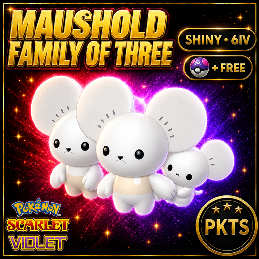 Shiny Maushold Family of Three 6IV Pokémon Scarlet Violet Link Trade | PKTS