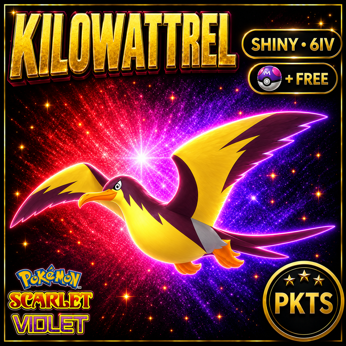 Shiny Kilowattrel 6IV Pokémon Scarlet Violet Link Trade | PKTS