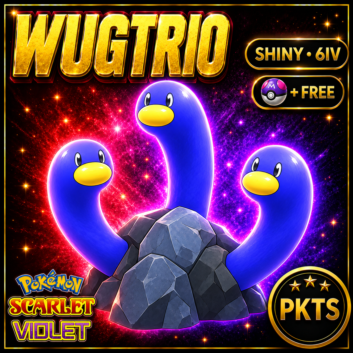 Shiny Wugtrio 6IV Pokémon Scarlet Violet Link Trade | PKTS