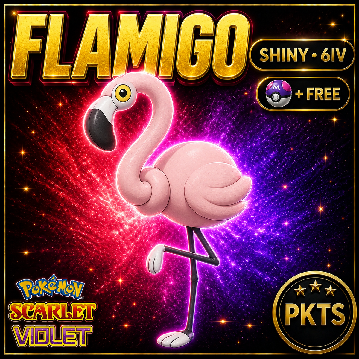 Shiny Flamigo 6IV Pokémon Scarlet Violet Link Trade | PKTS