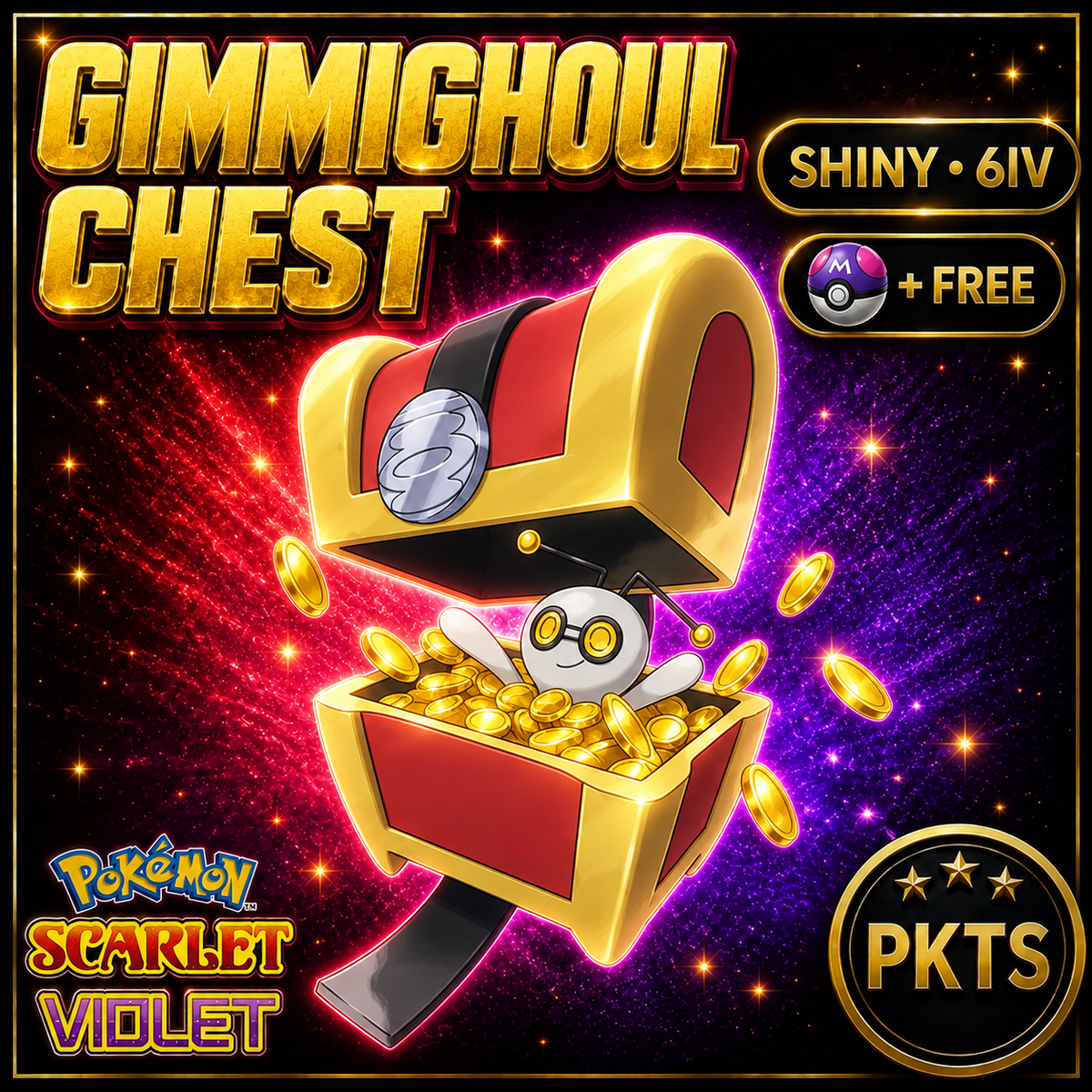 Shiny Gimmighoul Chest 6IV Pokémon Scarlet Violet Link Trade | PKTS