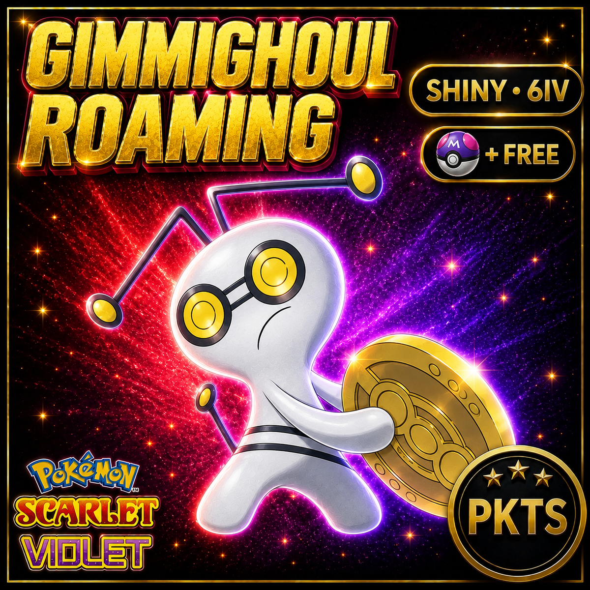 Shiny Gimmighoul Roaming 6IV Pokémon Scarlet Violet Link Trade | PKTS