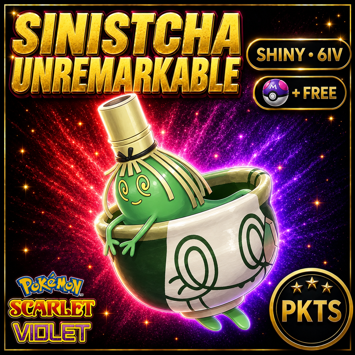 Shiny Sinistcha Unremarkable 6IV Pokémon Scarlet Violet Link Trade | PKTS
