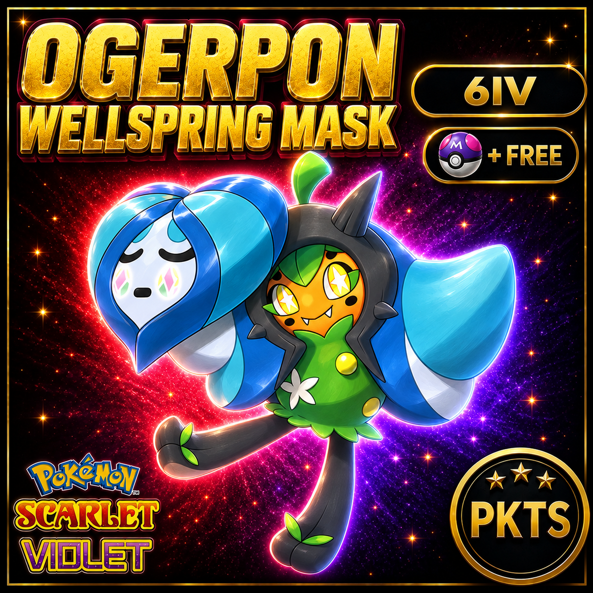 Non-Shiny Ogerpon Wellspring Mask 6IV Pokémon Scarlet Violet Link Trade | PKTS