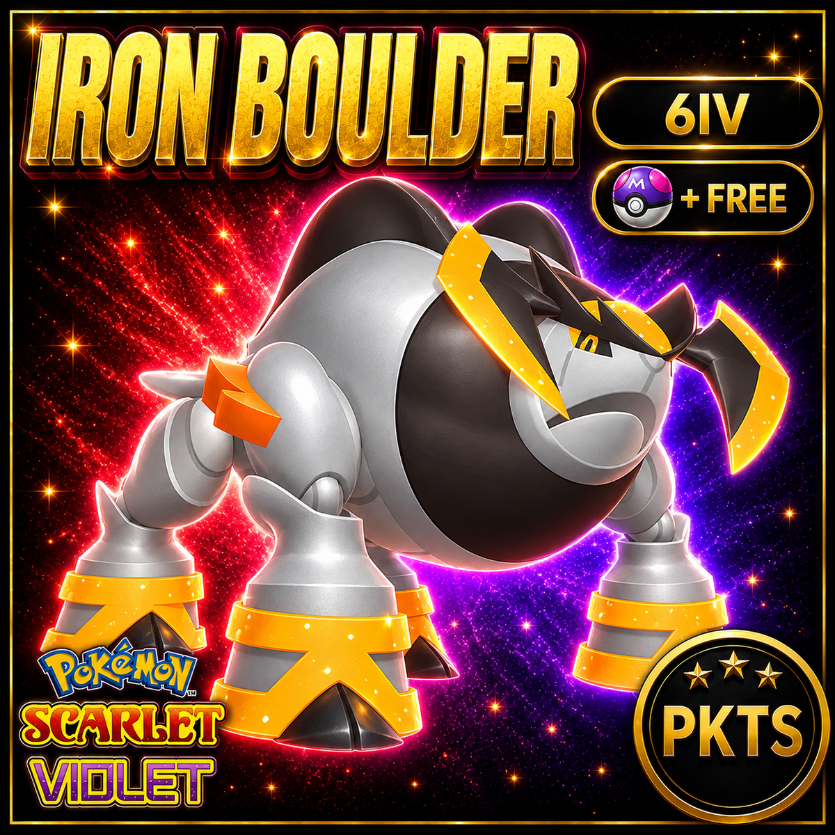 Non-Shiny Iron Boulder Pokémon Scarlet Violet 6IV | PKTS