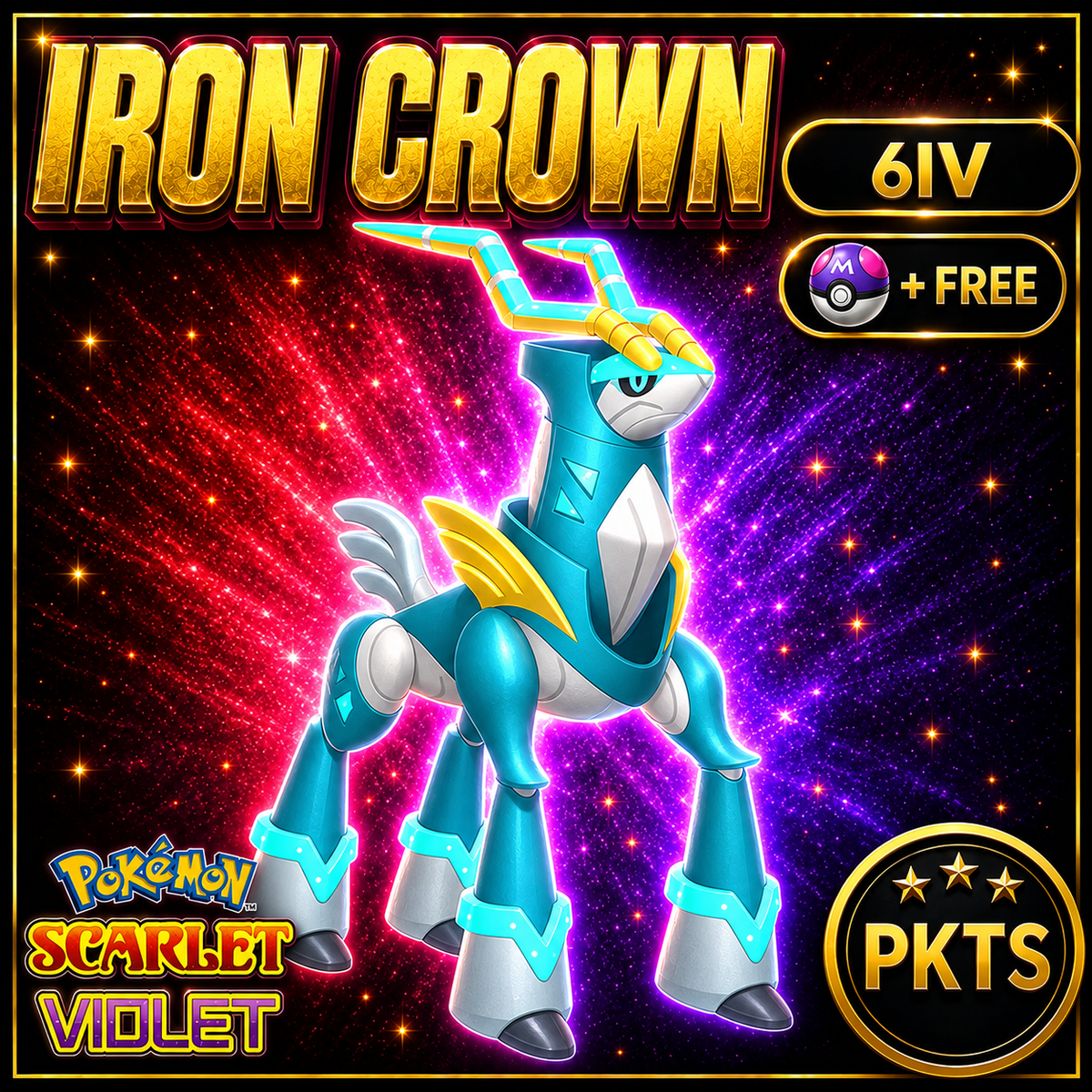 Non-Shiny Iron Crown Pokémon Scarlet Violet 6IV | PKTS