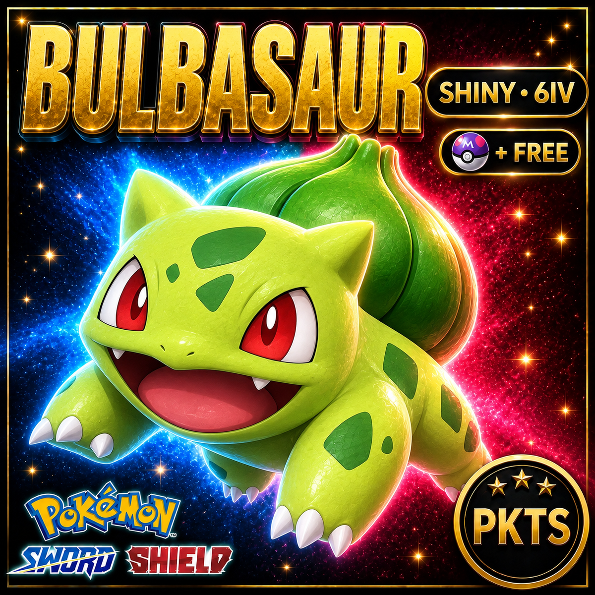 Shiny Bulbasaur Pokémon Sword Shield 6IV PKTS Image 1