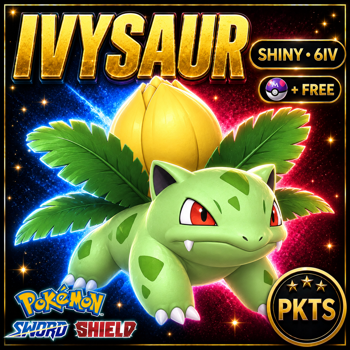 Shiny Ivysaur Pokémon Sword Shield 6IV PKTS Image 1