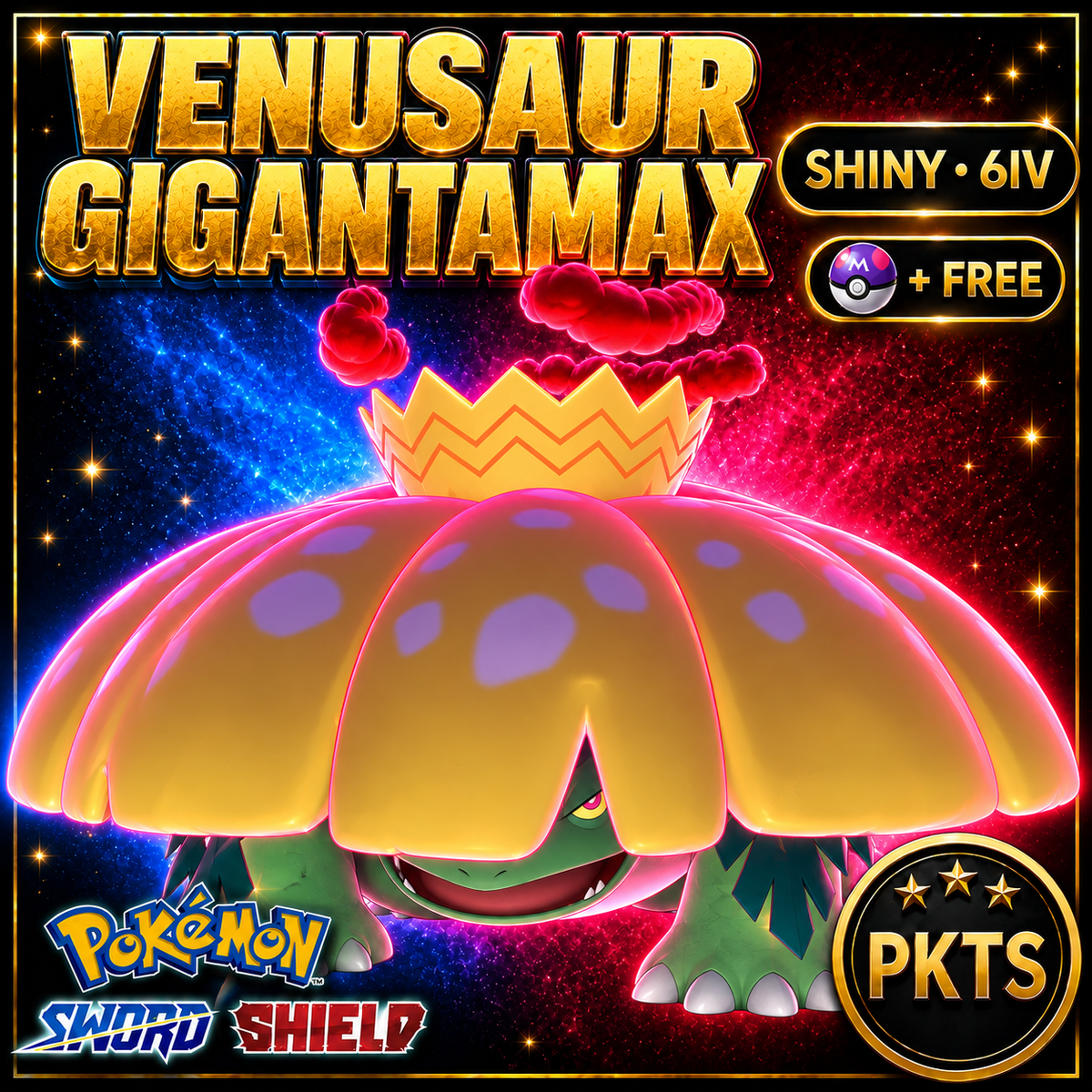 Shiny Venusaur Gigantamax Pokémon Sword Shield 6IV PKTS Image 1