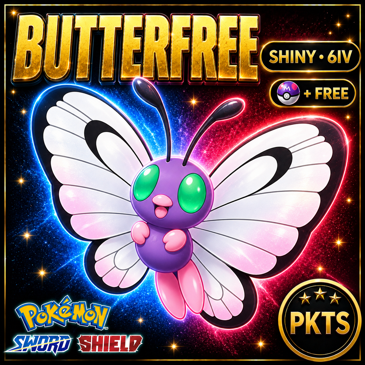Shiny Butterfree Pokémon Sword Shield 6IV PKTS Image 1