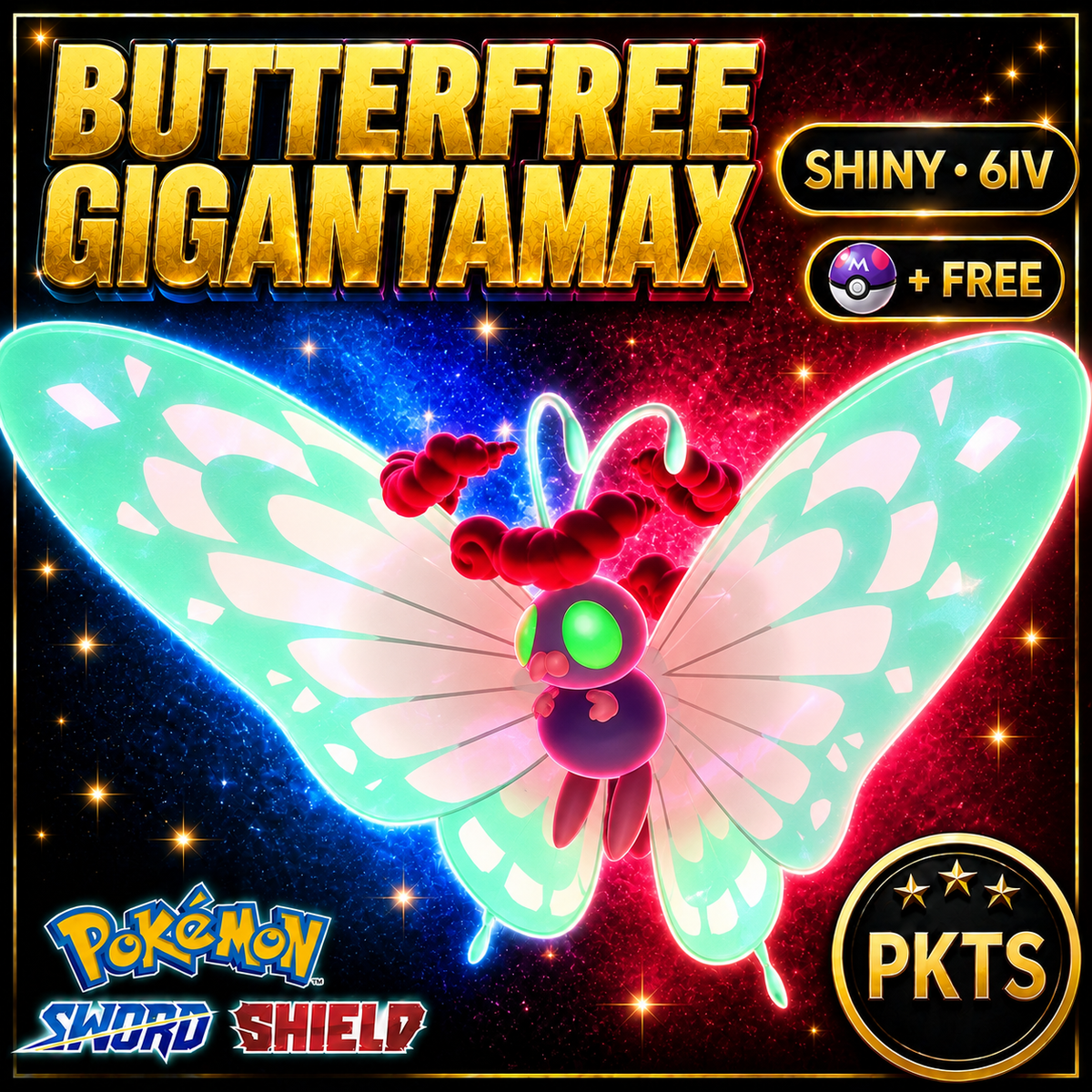 Shiny Butterfree Gigantamax Pokémon Sword Shield 6IV PKTS Image 1