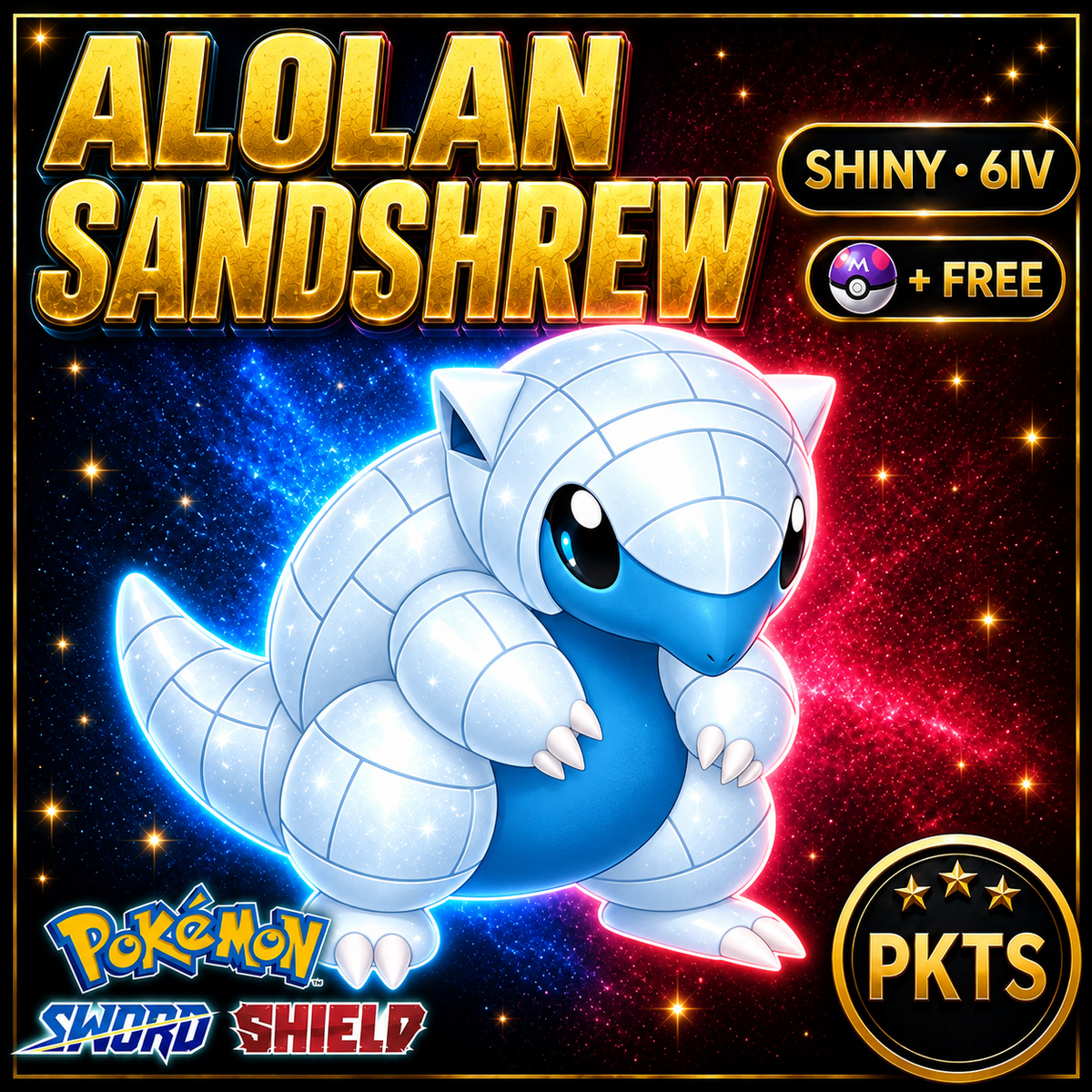 Shiny Alolan Sandshrew Pokémon Sword Shield 6IV PKTS Image 1