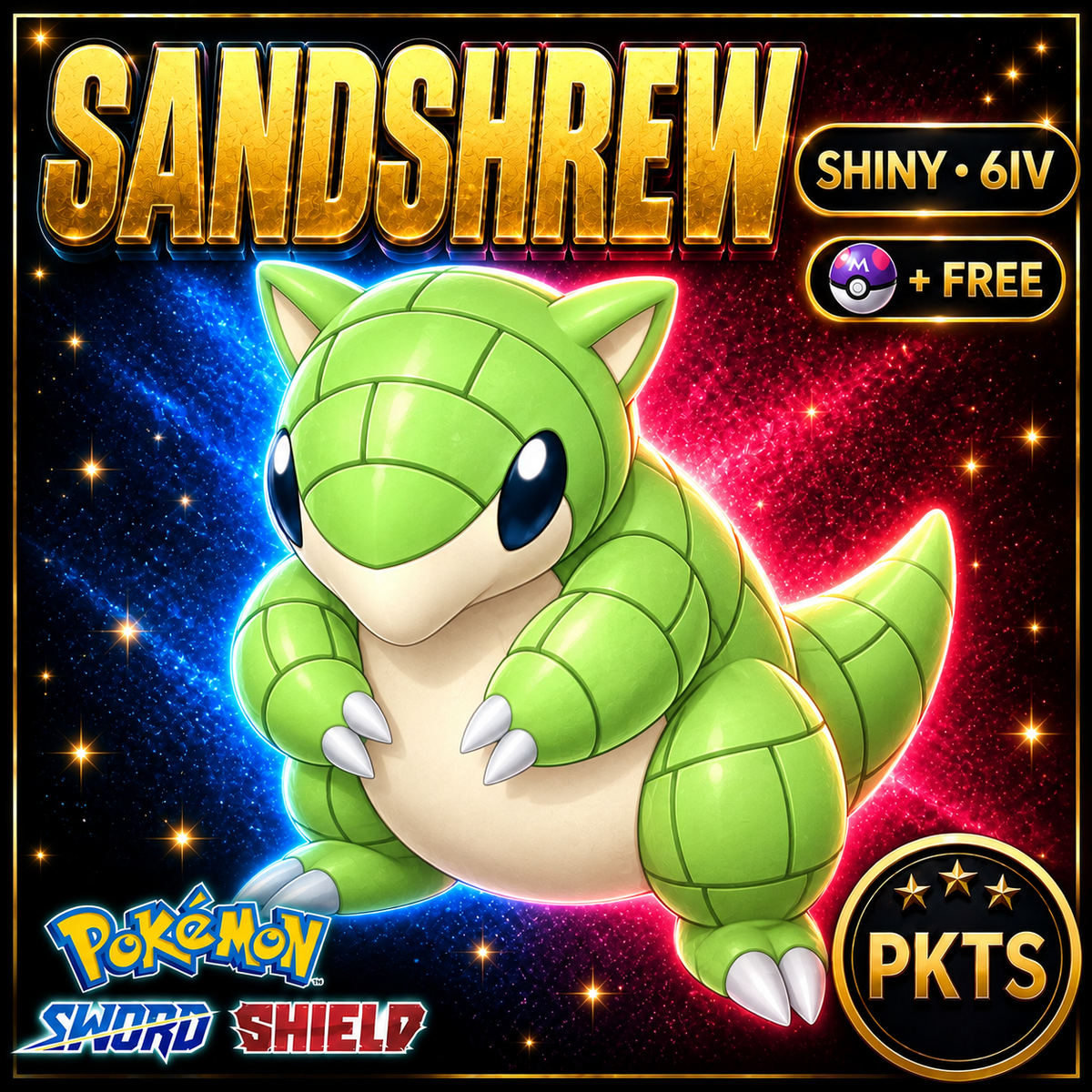 Shiny Sandshrew Pokémon Sword Shield 6IV PKTS Image 1