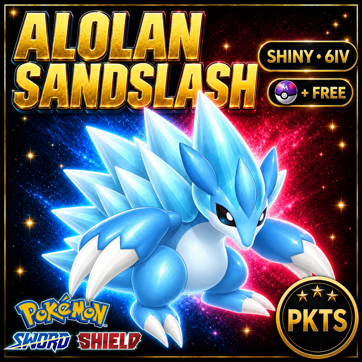 Shiny Alolan Sandslash Pokémon Sword Shield 6IV PKTS Image 1