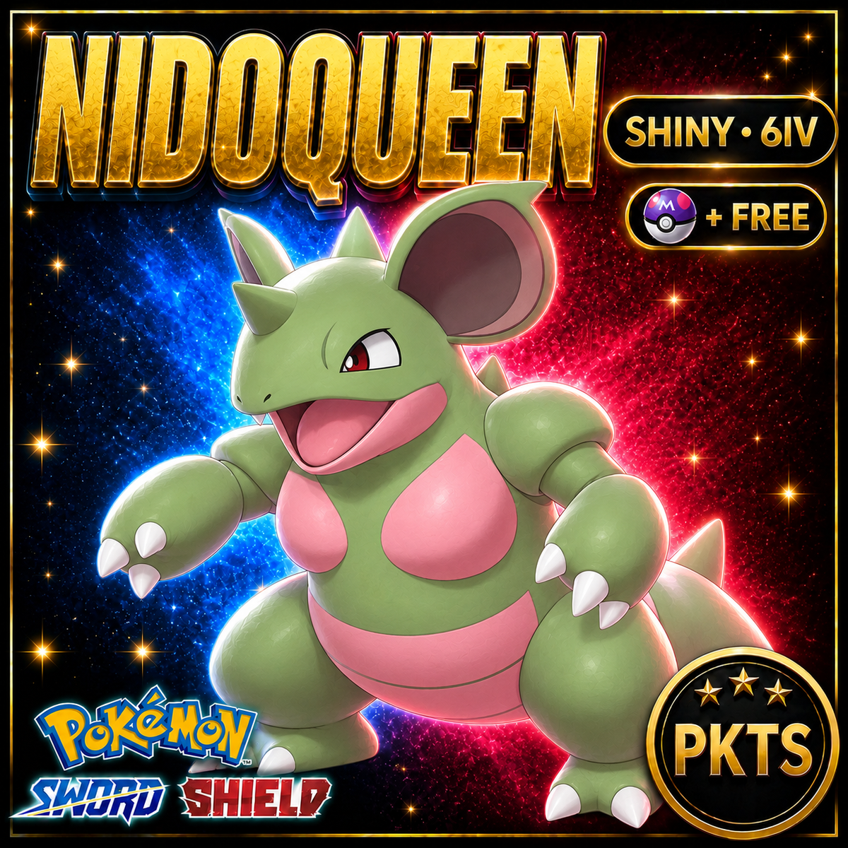 Shiny Nidoqueen Pokémon Sword Shield 6IV PKTS Image 1