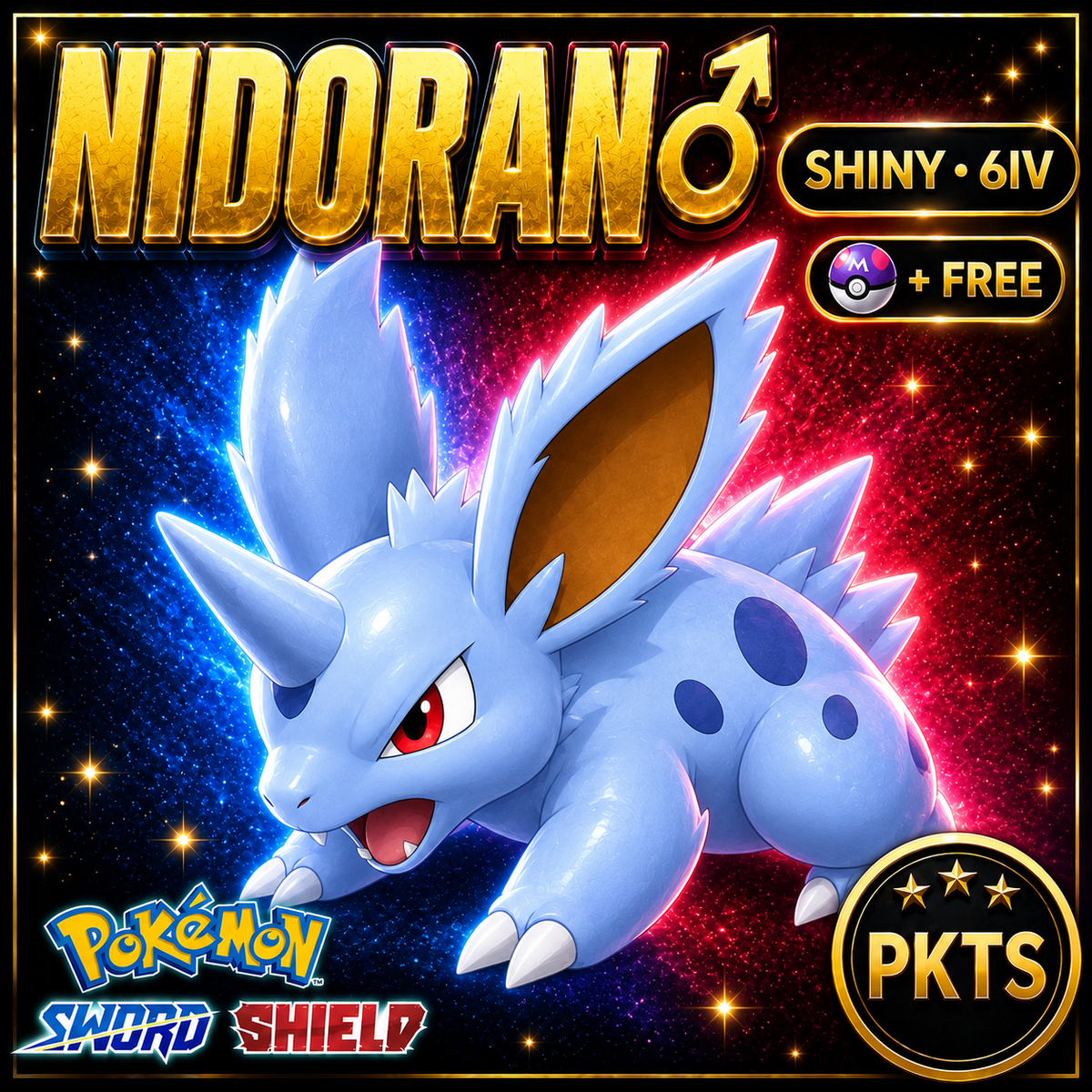 Shiny Nidoran♂ Pokémon Sword Shield 6IV PKTS Image 1