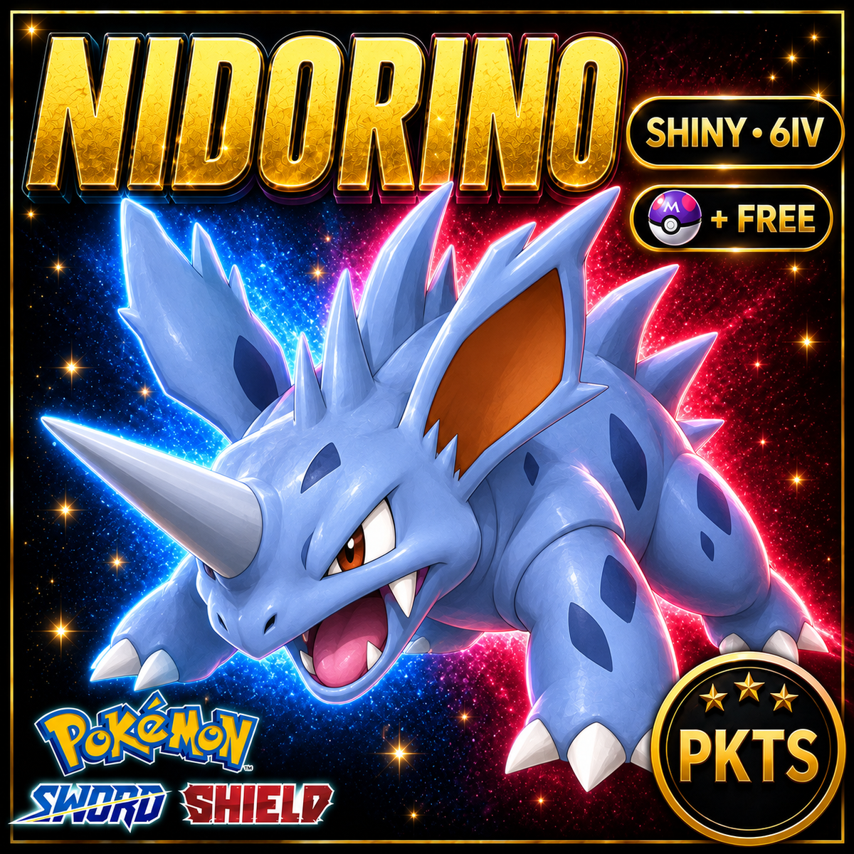 Shiny Nidorino Pokémon Sword Shield 6IV PKTS Image 1