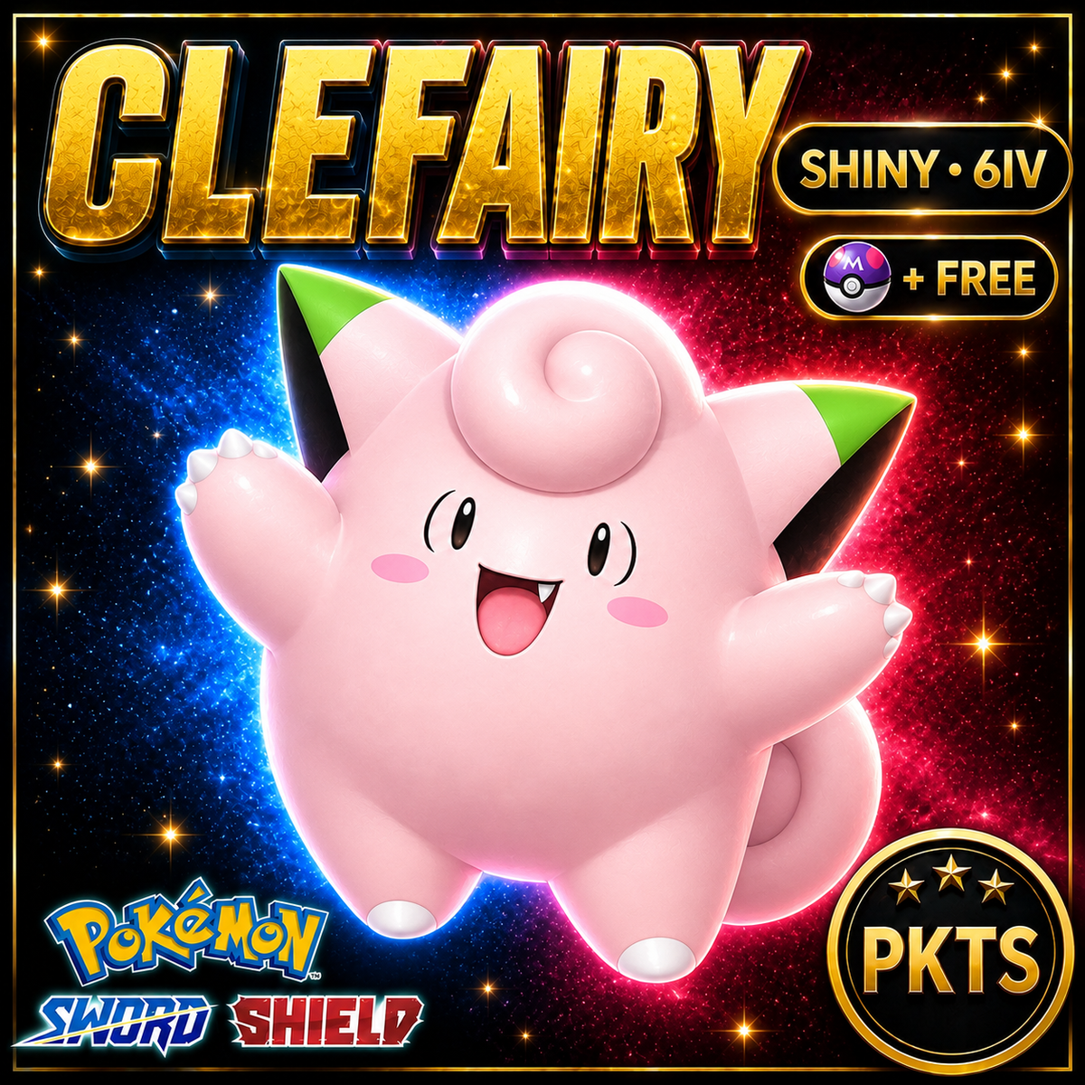 Shiny Clefairy Pokémon Sword Shield 6IV PKTS Image 1