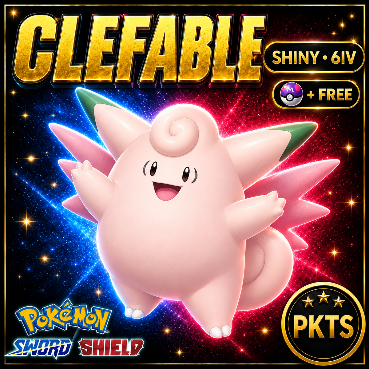 Shiny Clefable Pokémon Sword Shield 6IV PKTS Image 1