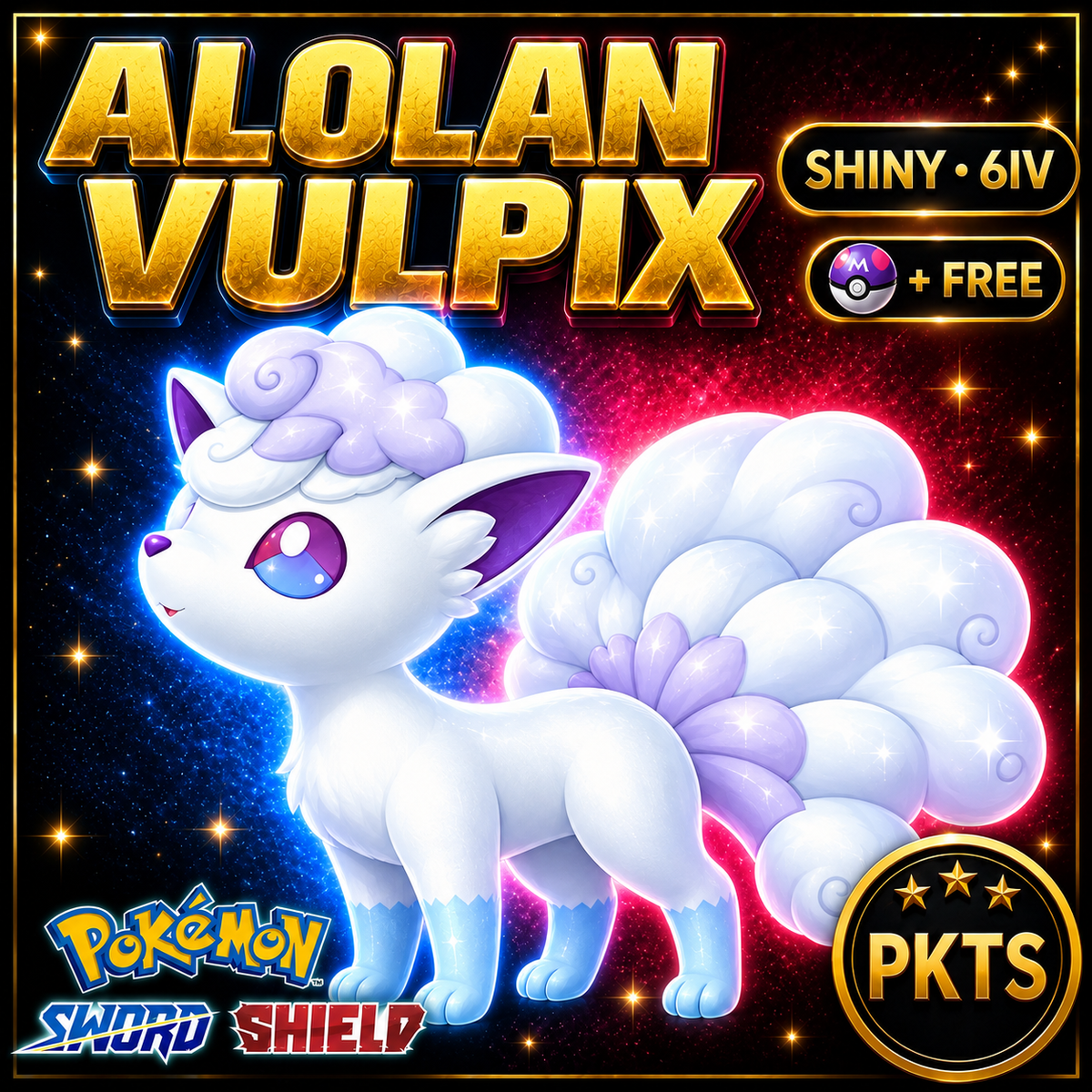 Shiny Alolan Vulpix Pokémon Sword Shield 6IV PKTS Image 1
