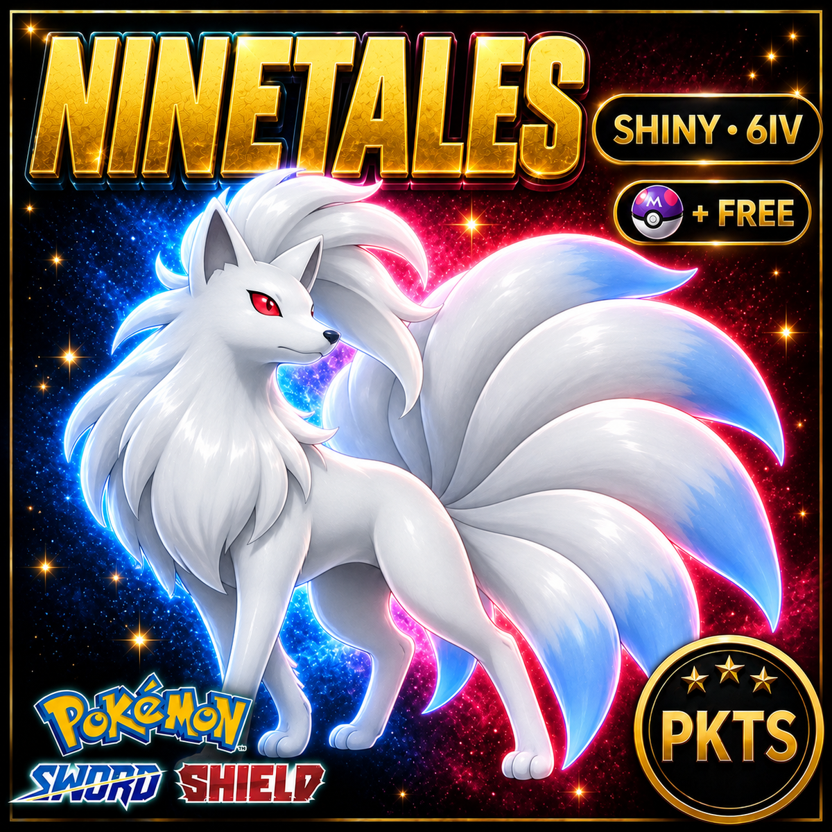 Shiny Ninetales Pokémon Sword Shield 6IV PKTS Image 1