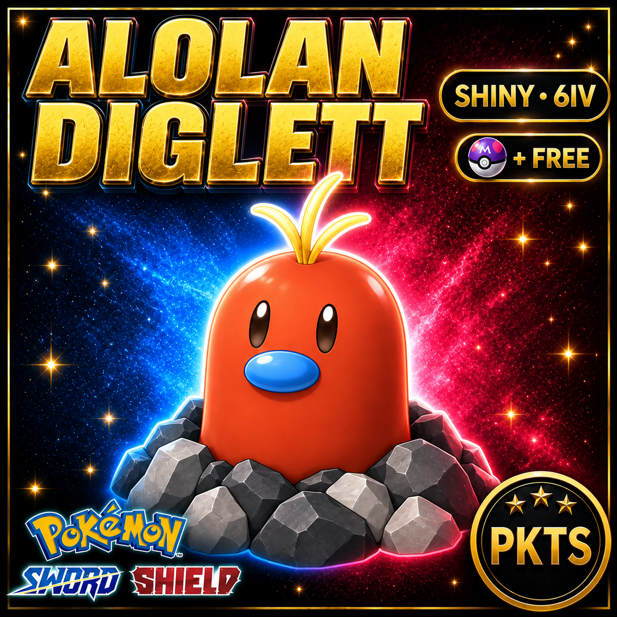 Shiny Alolan Diglett Pokémon Sword Shield 6IV PKTS Image 1