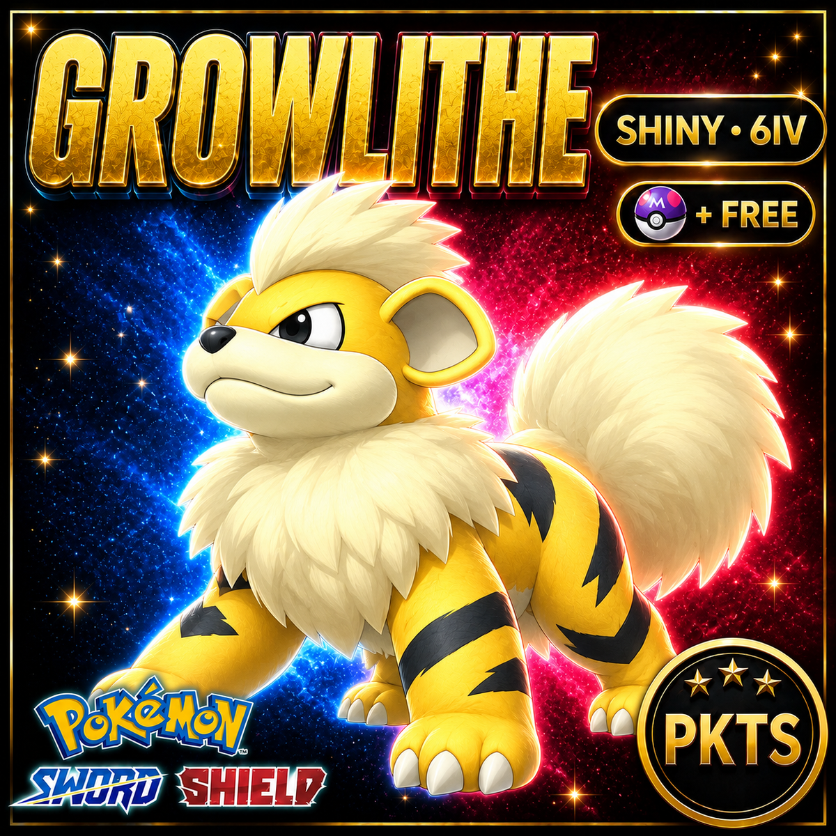 Shiny Growlithe Pokémon Sword Shield 6IV PKTS Image 1