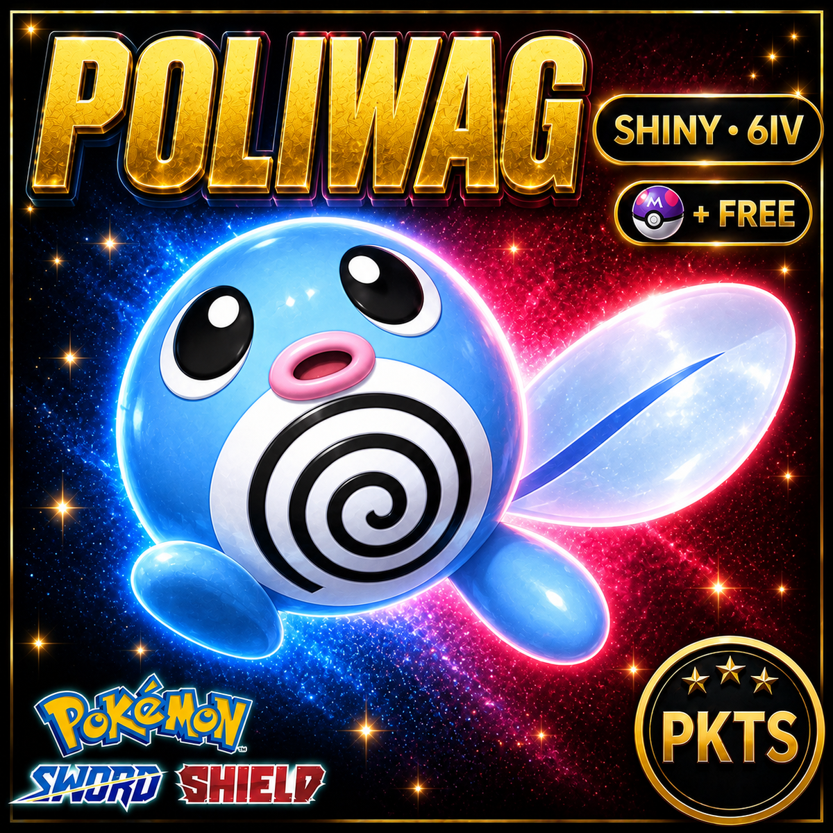 Shiny Poliwag Pokémon Sword Shield 6IV PKTS Image 1