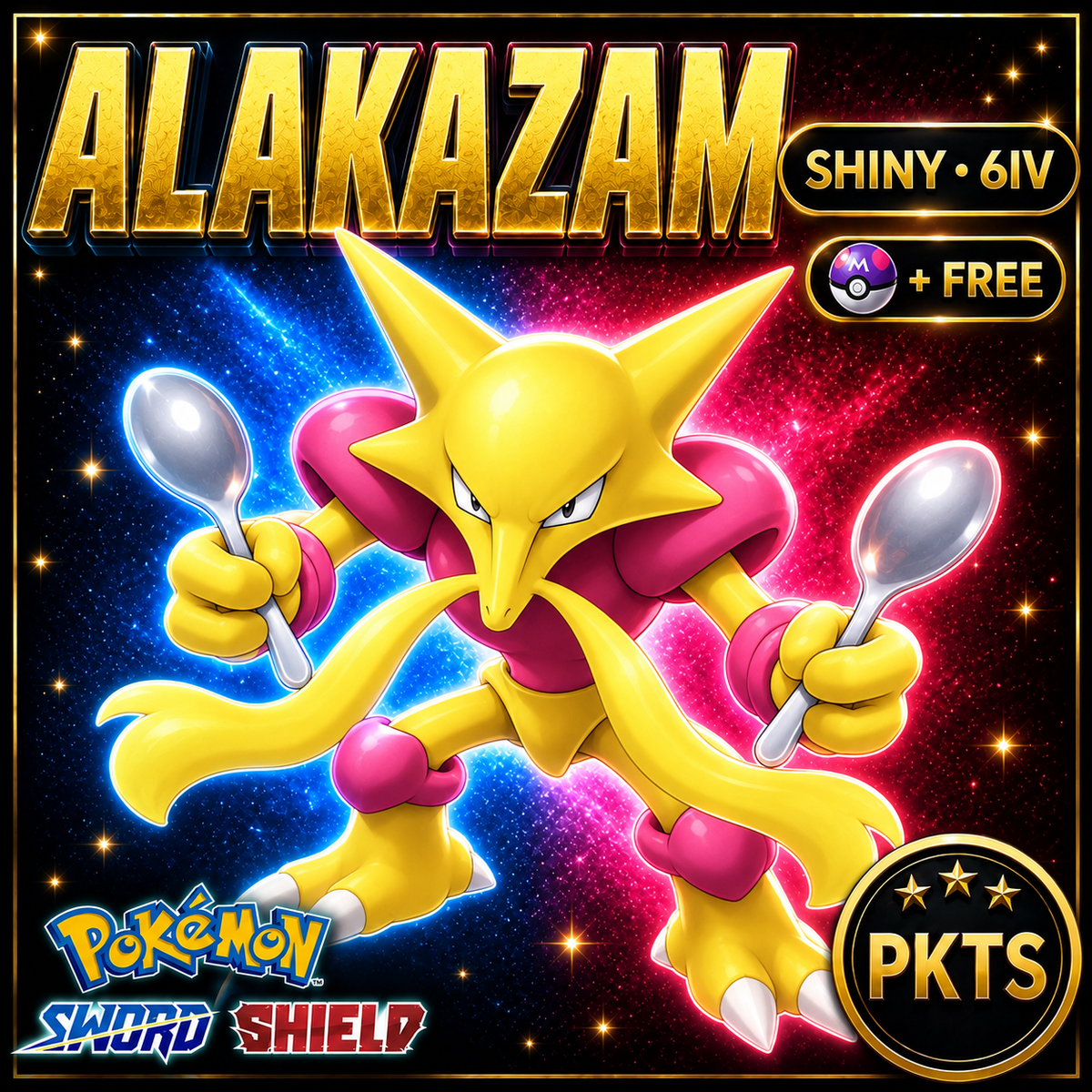 Shiny Alakazam Pokémon Sword Shield 6IV PKTS Image 1