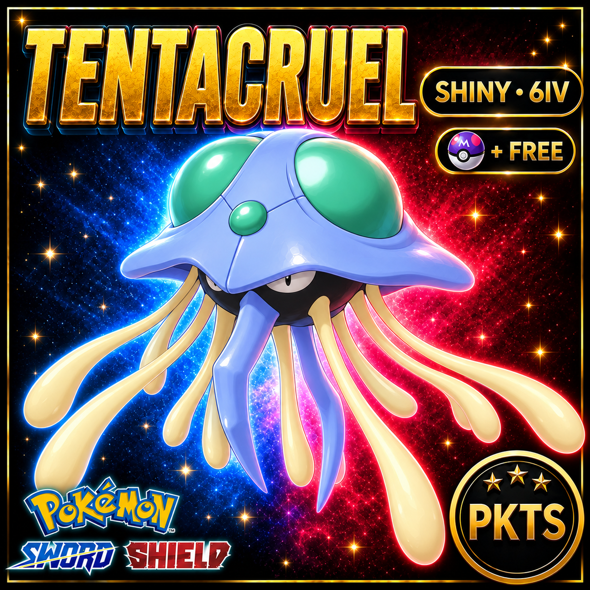 Shiny Tentacruel Pokémon Sword Shield 6IV PKTS Image 1