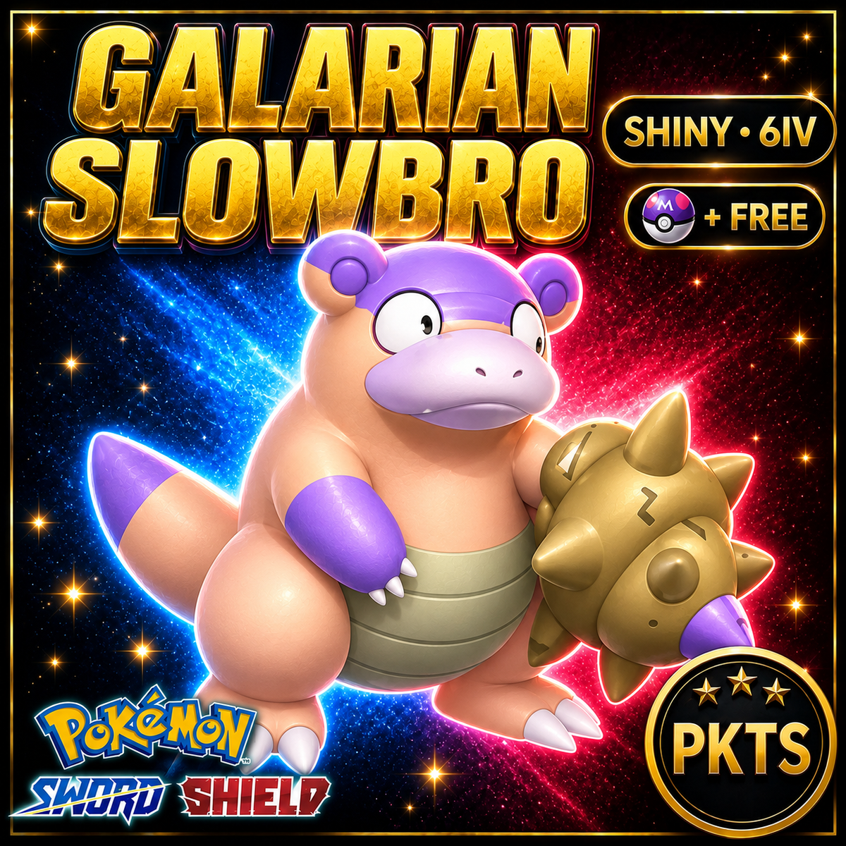 Shiny Galarian Slowbro Pokémon Sword Shield 6IV PKTS Image 1
