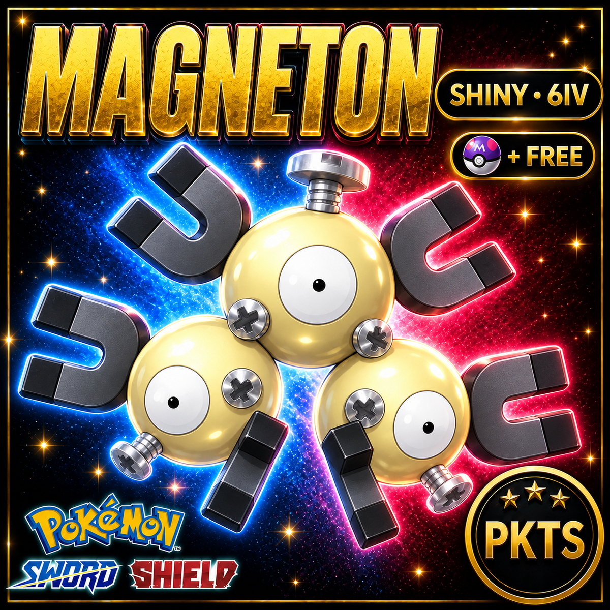 Shiny Magneton Pokémon Sword Shield 6IV PKTS Image 1