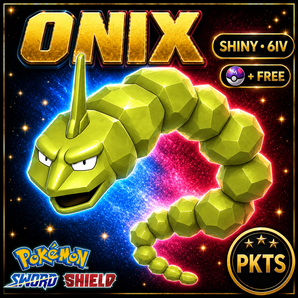 Shiny Onix Pokémon Sword Shield 6IV PKTS Image 1