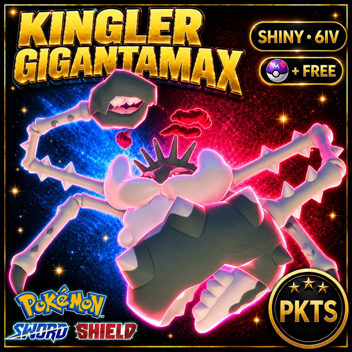 Shiny Kingler Gigantamax Pokémon Sword Shield 6IV PKTS Image 1
