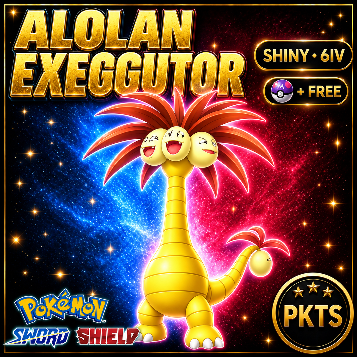 Shiny Alolan Exeggutor Pokémon Sword Shield 6IV PKTS Image 1
